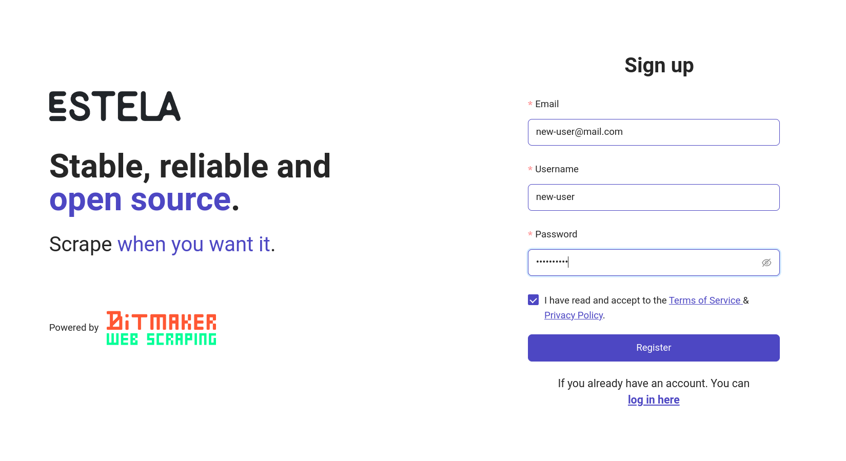 Create your account
